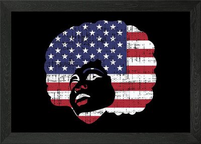Afro Girl USA Flagge gerahmtes Wandbild Poster Leinwanddruck Bild