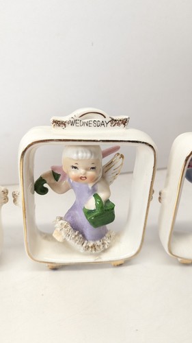 7 Estatuillas de porcelana vintage Geo Z Lefton niño de la semana lunes domingo 1955 - Imagen 6 de 24