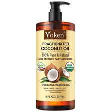 Organic Fractionated Coconut Oil for Skin Hair, Unscented, 8 fl oz