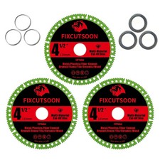 4.5 x 7/8" Indestructible Diamond Cutting Disc for Angle Grinder | 3pcs;Multi-Ma