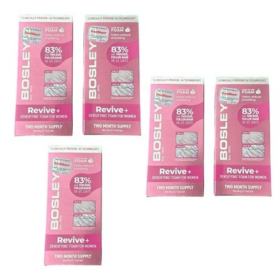 Lot Of 5 Bosley MD WOMEN'S REVIVE+Densifying Foam Treatment~each Box 2 Mo Supply
