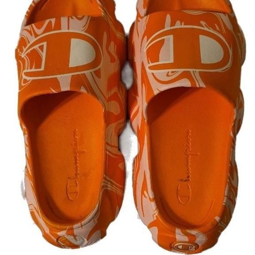 Champion orange squish slides size 5