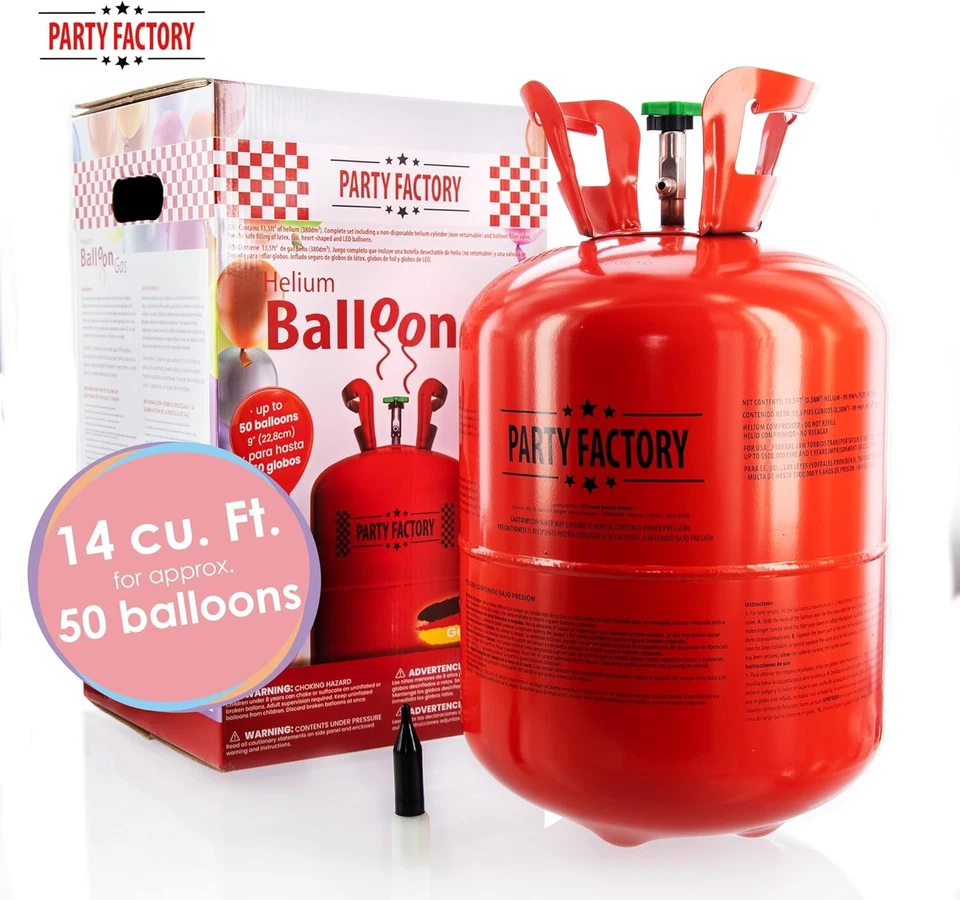 Tanque de helio Party Factory para 50 globos, cilindro de helio 14,1 cu. ft. gas Foto 3 de 4