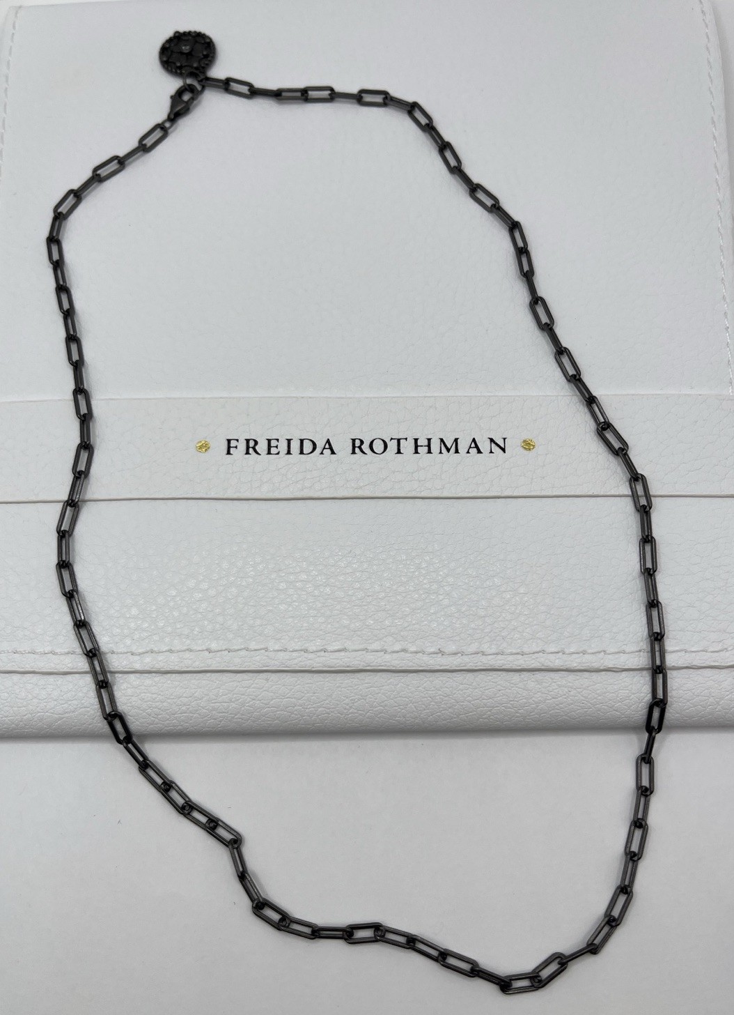 Freida Rothman Black Matte Paperclip Chain Necklace 18 in