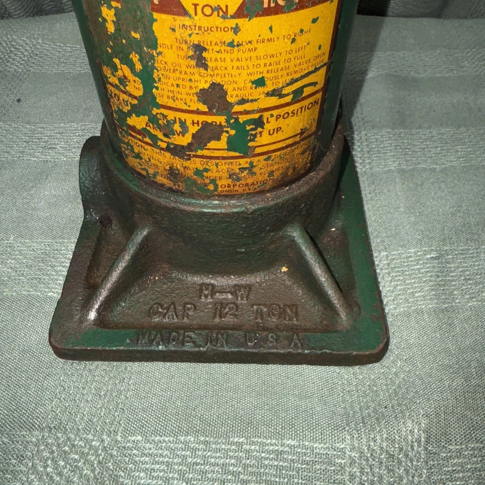 Красивая антикварная крышка гидравлического домкрата для бутылок Hein Werner 12 ТОНН сделано в США H-W - Изображение 4 из 4