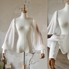 Chiffon Detachable Sleeves for Bride White Ivory Wedding Removable Sleeves