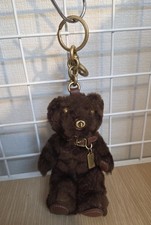 COACH Bear Bag Charm In Signature Shearling CH112 B4V4U Brass Chocolate Brown