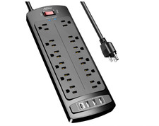 Power Strip, ALESTOR Surge Protector with 12 Outlets and 4 USB Ports, 6 Feet ...