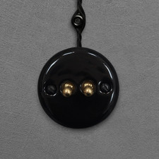 2-Gang 2-Way Toggle Dolly Switch Insert Surface Mount Black Porcelain Retro Core