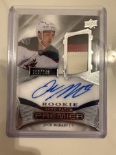2022-23 Upper Deck Premier Rookie Auto Patch JACK McBAIN AR-MC 249 Coyotes UD RC