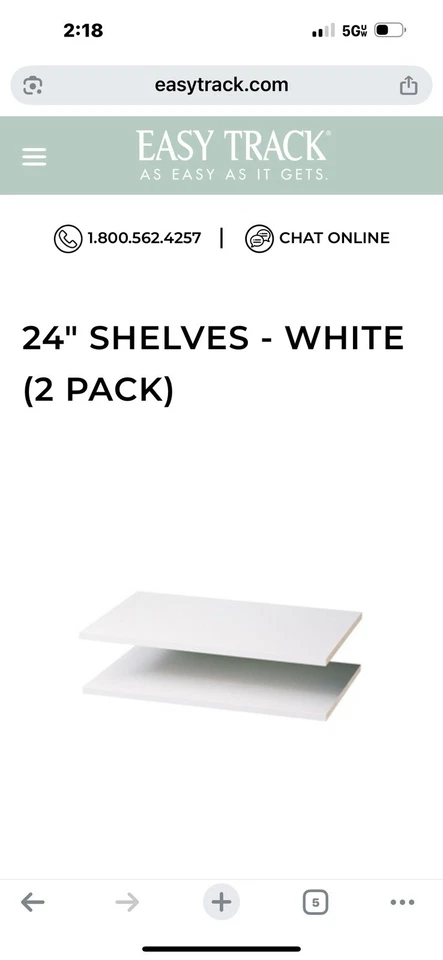 Estantes de armario Easy Track 24" laminados blancos, fusionados térmicamente, paquete de 2 RS1423ON Foto 3 de 4