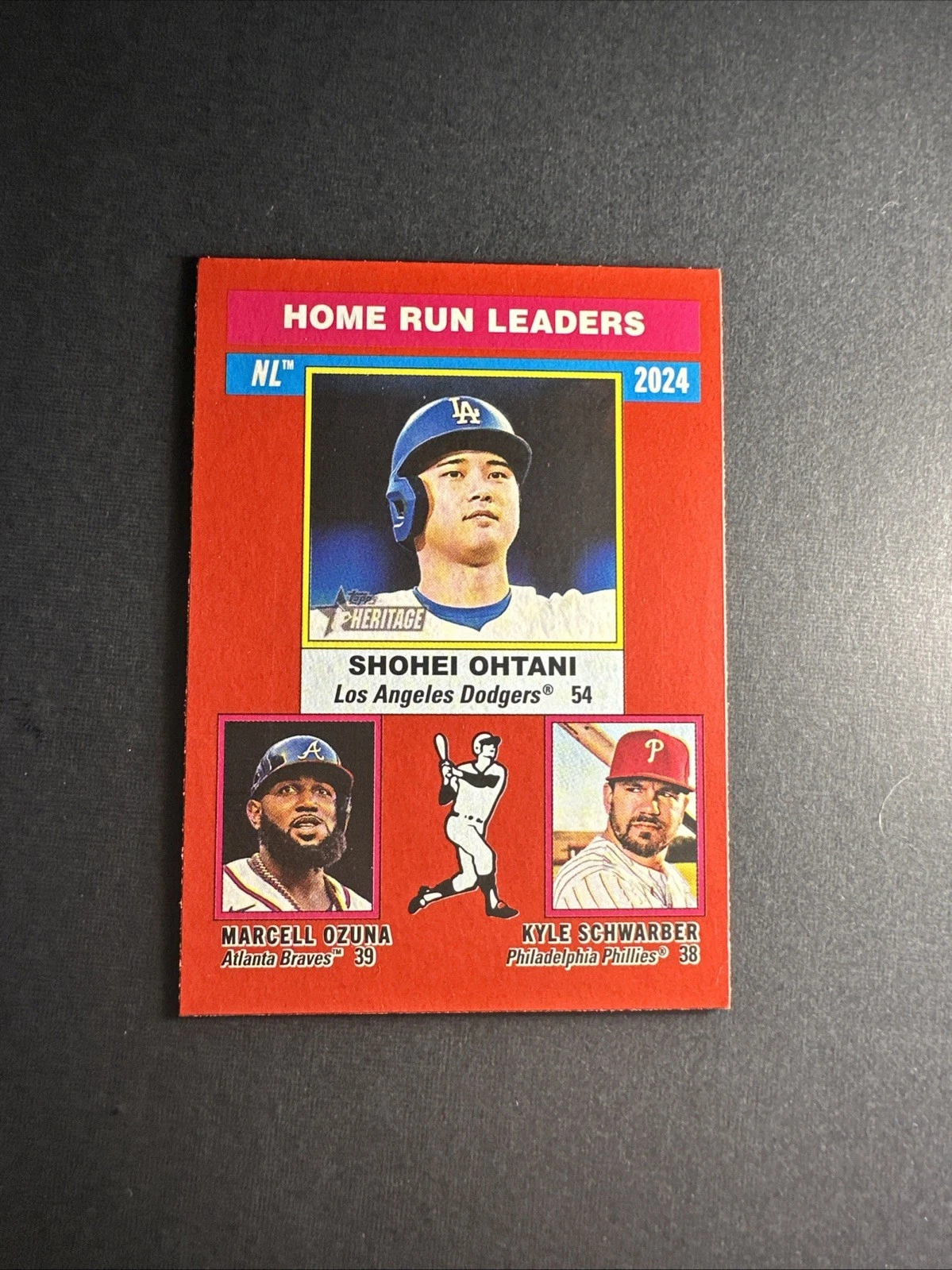 2025 Topps Heritage Red Border #193 Kyle Schwarber/Marcell Ozuna/Shohei Ohtani