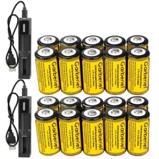 Lot 2800mAh RCR123A 16340 Battery Rechargeable 3.7V Batteries Cell & USB Charger