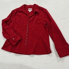 Corduroy Stretch Crop Jacket Womens Large Red Whimsigoth Fall Blazer