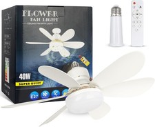 20.5" Socket Fan Light LED Ceiling Fan with Remote Dimmable Screw In Light