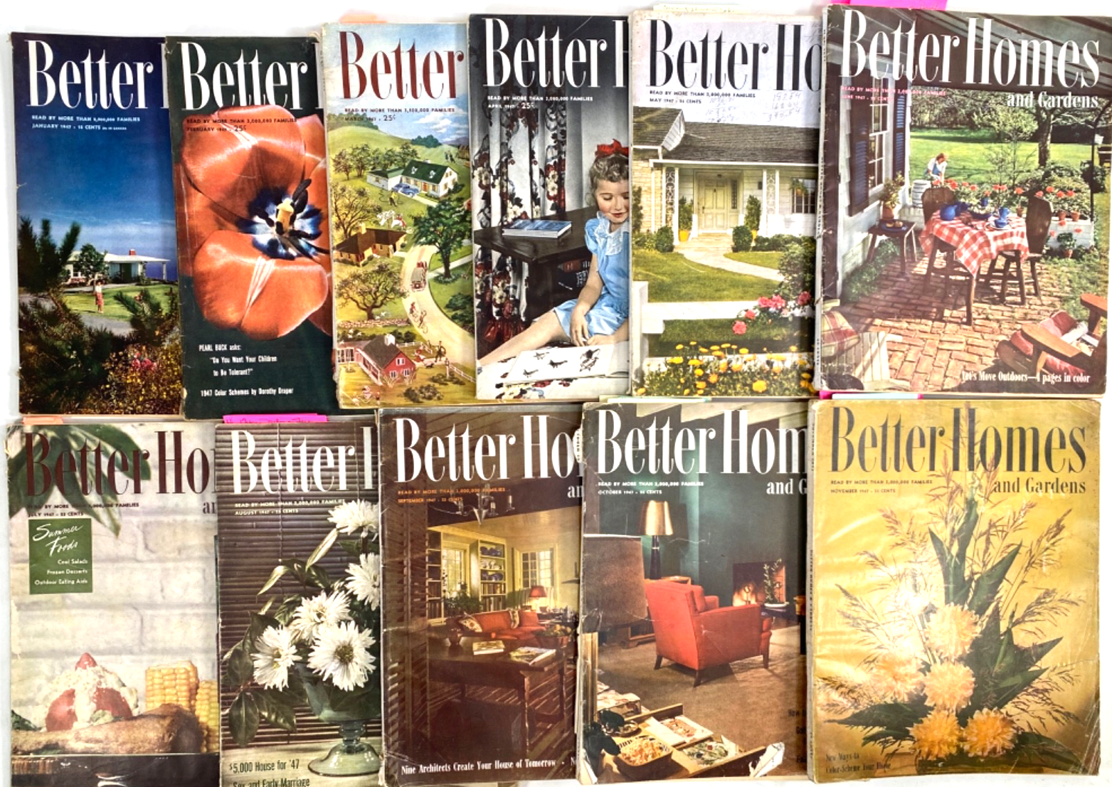 1947 BETTER HOMES AND GARDENS vintage lot of eleven 11 issues MID-CENTURY MODERN