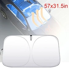 Large 57" Car Windshield Sunshade Cover Visor UV Protector w/ 4 Side Window Mesh