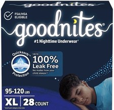 Goodnites Boys Nighttime Bedwetting Underwear XL 95-140 Lbs 28 Count New Sealed