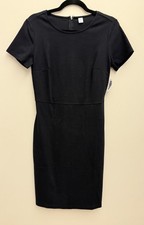 Old Navy Women’s NWT Solid Black Fitted Short Sleeve Knee Length Dress S Career