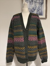 Aubin Green Aztec Design Pure Stand Wool Cardigan Size M Never Worn Men?s