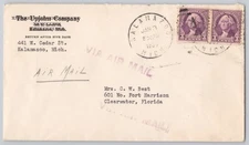 Kalamazoo, Mich — Upjohn Company corner card, Air Mail to Clearwater, 1935