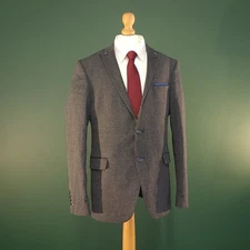 Steel & Jelly Blazer Men's 38R Black Pin Dot Peak Lapel Single-Breasted Jacket