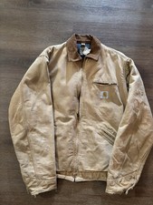 Vintage Distressed Carhartt Detroit Jacket 6BLJ Men L Brown Tan Blanket Lined