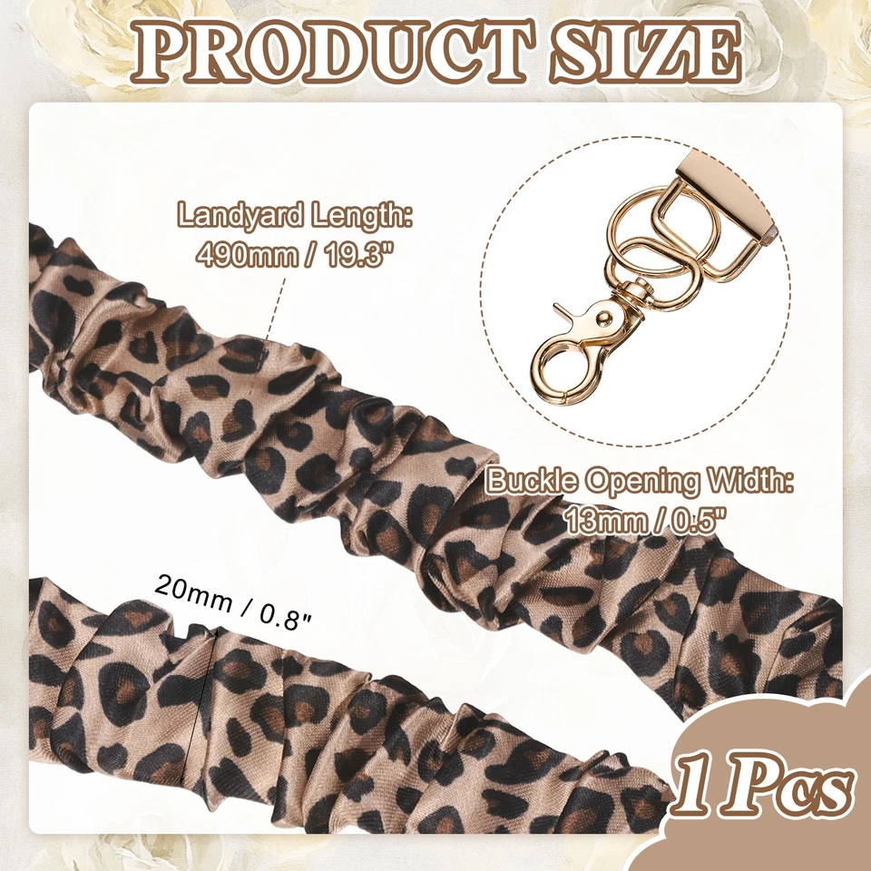 Cordones Scrunchie Teacher, paquete de 1 soporte de identificación, estampado de leopardo marrón dorado Foto 2 de 4