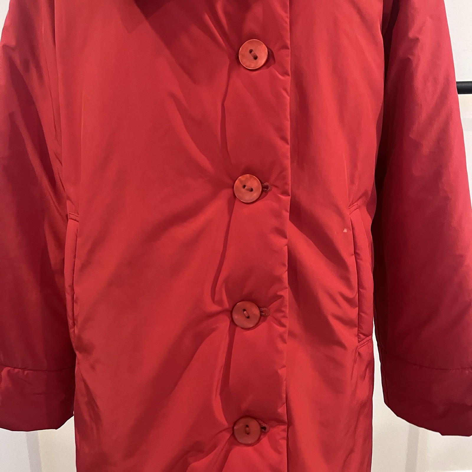 Ritva Falla Artsy Statement Long Button Down Red … - image 9