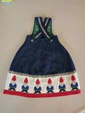 Hanna Andersson Gnome Fair Isle Nordic Knit Sweater Dress Overall Skirt 12-18m