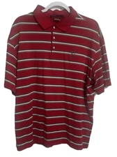 Tiger Woods Shirt Mens XL Nike Polo Red Striped TPC Sawgrass TW Golf Dri Fit