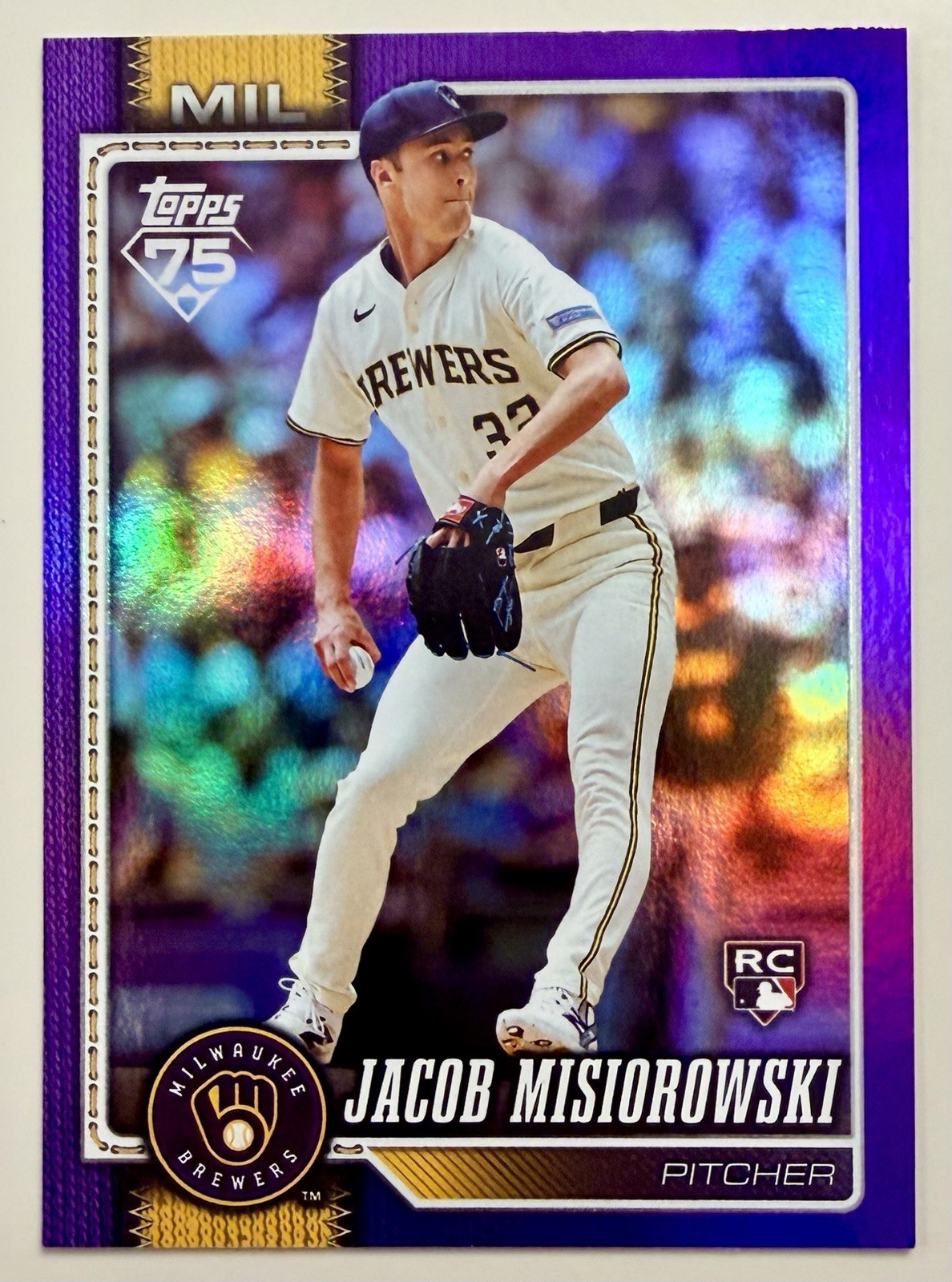2026 Topps PURPLE RAINBOW FOIL #10 Jacob Misiorowski RC /250 - Brewers 🔵🟡