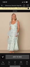 Glamorous Sage Green Floral Organza Layered Midi Dress Sweetheart Neck S