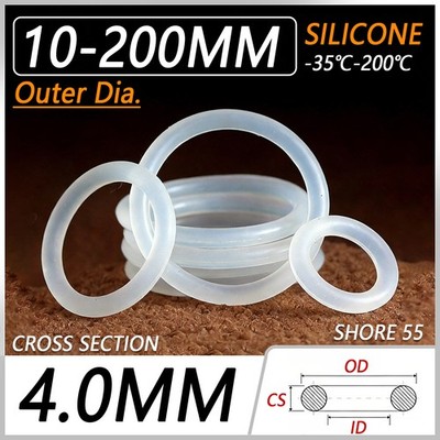 Food Grade Silicone O-ring 4.0 mm Cross Section White O Rings 2 mm to 192 mm ID