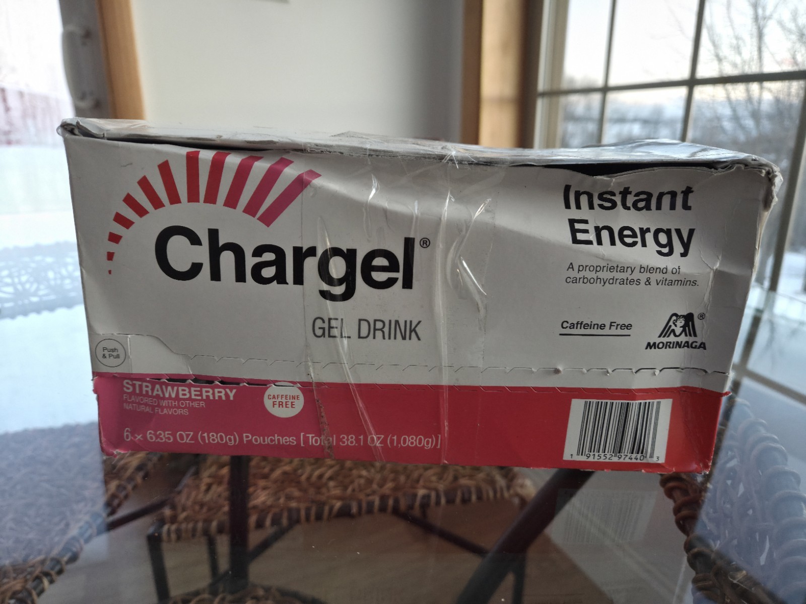 Chargel Strawberry Caffeine-Free Energy Gel Running Biking Workout Hiking 6 Pouc
