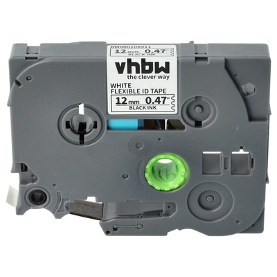 Schriftband für Brother PT H101 H100LB H100R H100P Schwarz/Weiß Flex 12mm 8m