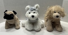 Ganz Webkinz Husky  Golden Retriever And Lil Kinz Pug Lot Of 3 No Codes