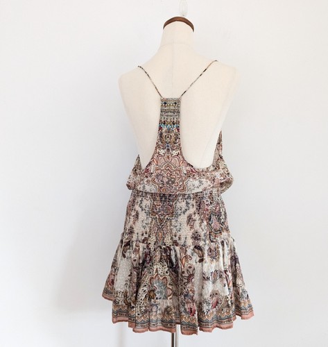 Camilla Skirt Sz L Tales Of Talitha Silk Blend Mini Shirred Waist - Picture 14 of 14