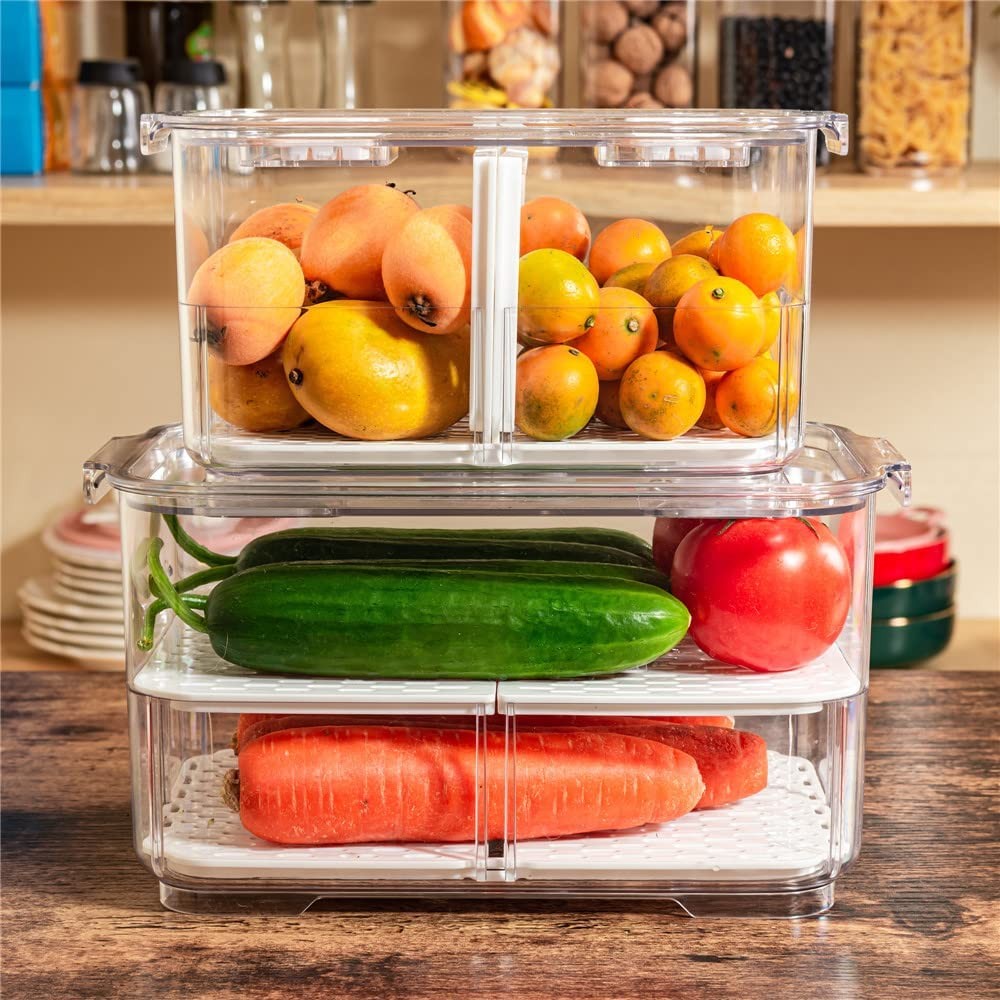 Fridge Produce Saver Storage Vegetable Fruit Containers Food Produce Saver Co...