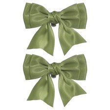 2 Pcs Women Bow Shoe Clips Satin Detachable Bowknot Shoe Clips Grass Green