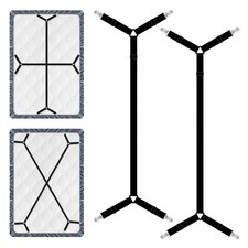 Sheet Straps, Adjustable Fitted Sheet Holder, 2Pcs With Clips, Black