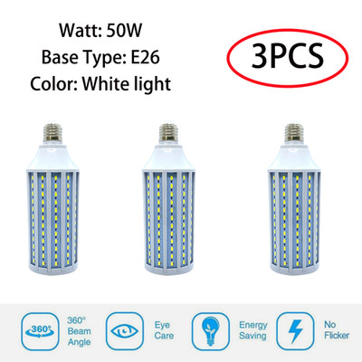 3PCS  LED Buld 168-Chip Corn Light  E26 5000 Lumens Daylight Universal Lamp 50W