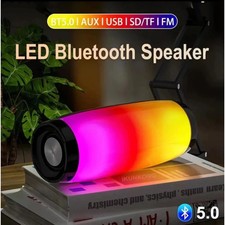 Portable Bluetooth Speaker Wireless Subwoofer with Bass Boost RGB Light