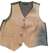 Tuxedo Vest Gray Boys Dress Up Formal Wear Size 7 Kids Excellent Condition