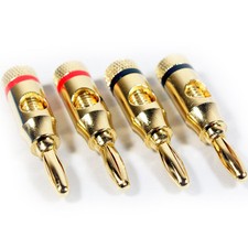 Image of 8x Premium 4mm Banana Plugs 24k Gold Plated Speaker Cable Amp HiFi Connectors