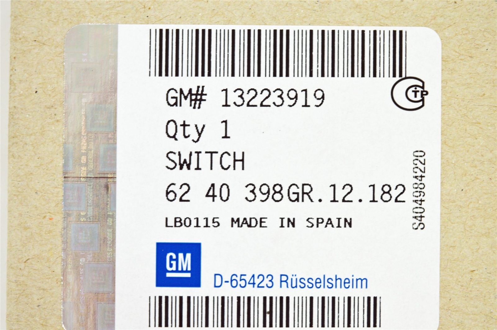 ORIGINAL VAUXHALL ZAFIRA B TAILGATE BOOT OPENING SWITCH NEW 13223919 eBay