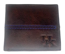Kentucky Wildcats Genuine Leather Bifold Wallet with Blue Stitching by Enmon-New