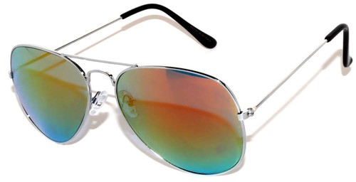 3 PAIA DI OCCHIALI DA SOLE MONTATURA ARGENTO LENTI A SPECCHIO COLORATE STILE AVIATORE METALLO MIX - Foto 4 di 6