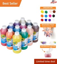 Bulk 12ct Kids Paint Set - Non-Toxic Washable 16Oz Bottles in Vibrant Colors