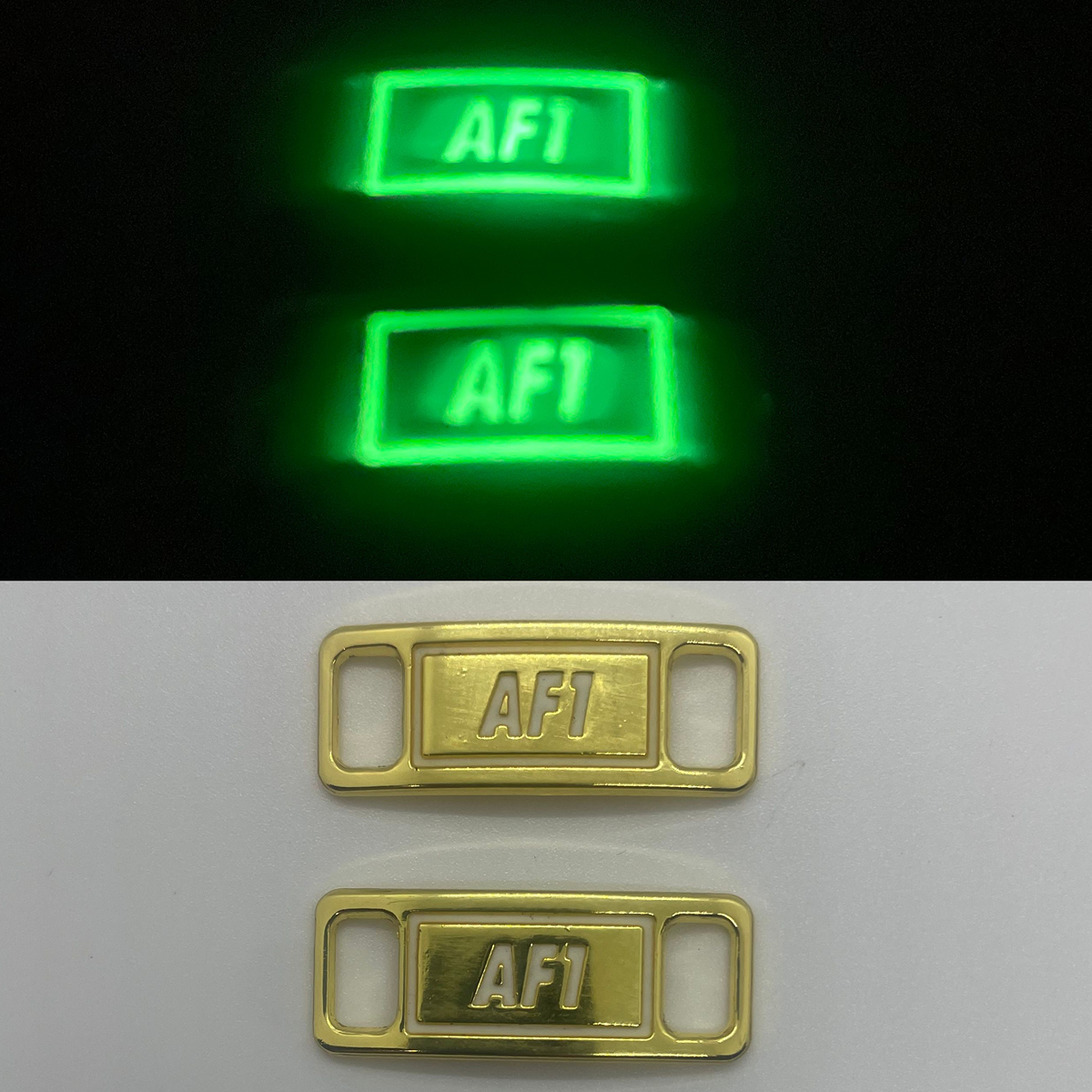 Gold Glow AF1 Lace Tag Charm Lock Dubrae Airforce One Replacement